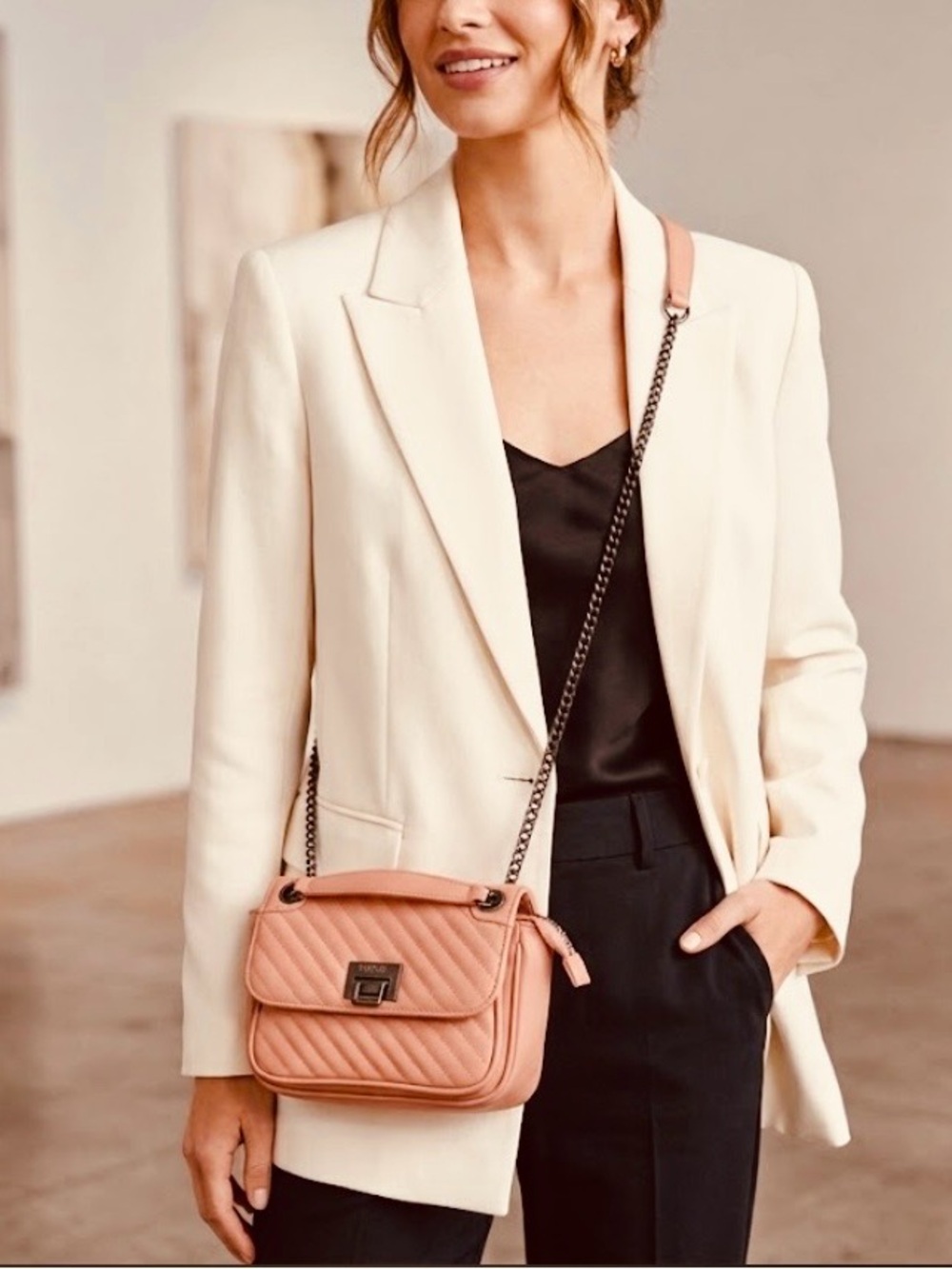 Badgley Mischka pink quilted crossbody